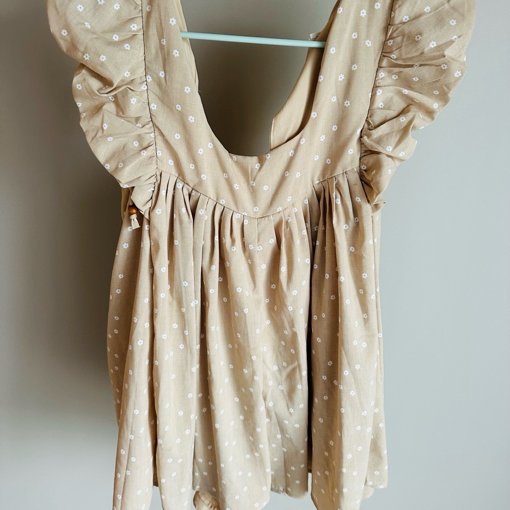 Elegant Tan Floral Dress